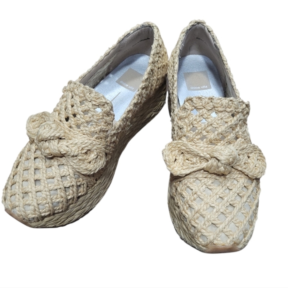 2hr Sale - Dolce Vita Woven Raffia Knot Front Slip-On Loafers - Picture 2 of 3